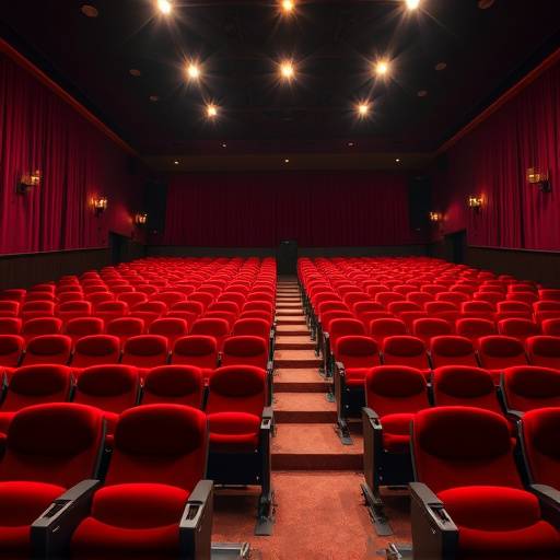 Salle de théâtre vide avec des sièges rouges